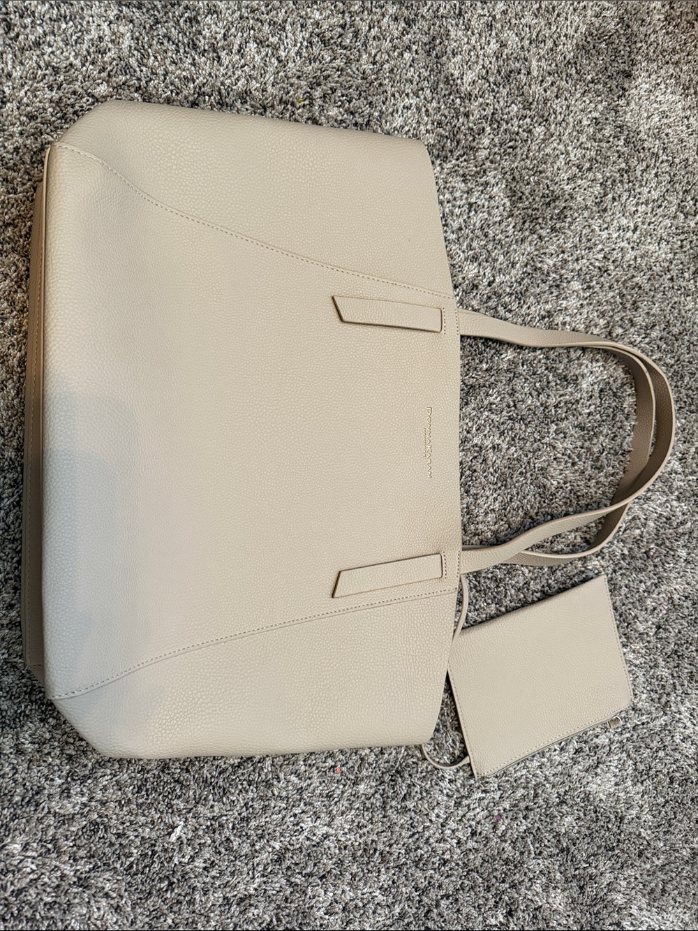 Donna Karan Pebble-Textured Taupe Tote